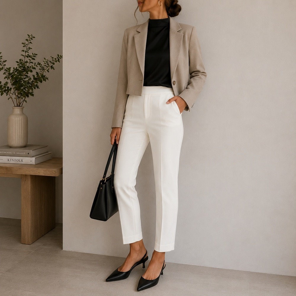 NEW Eileen Fisher Slim Ankle Pant Womens PP White Stretch Crepe Closet Staple